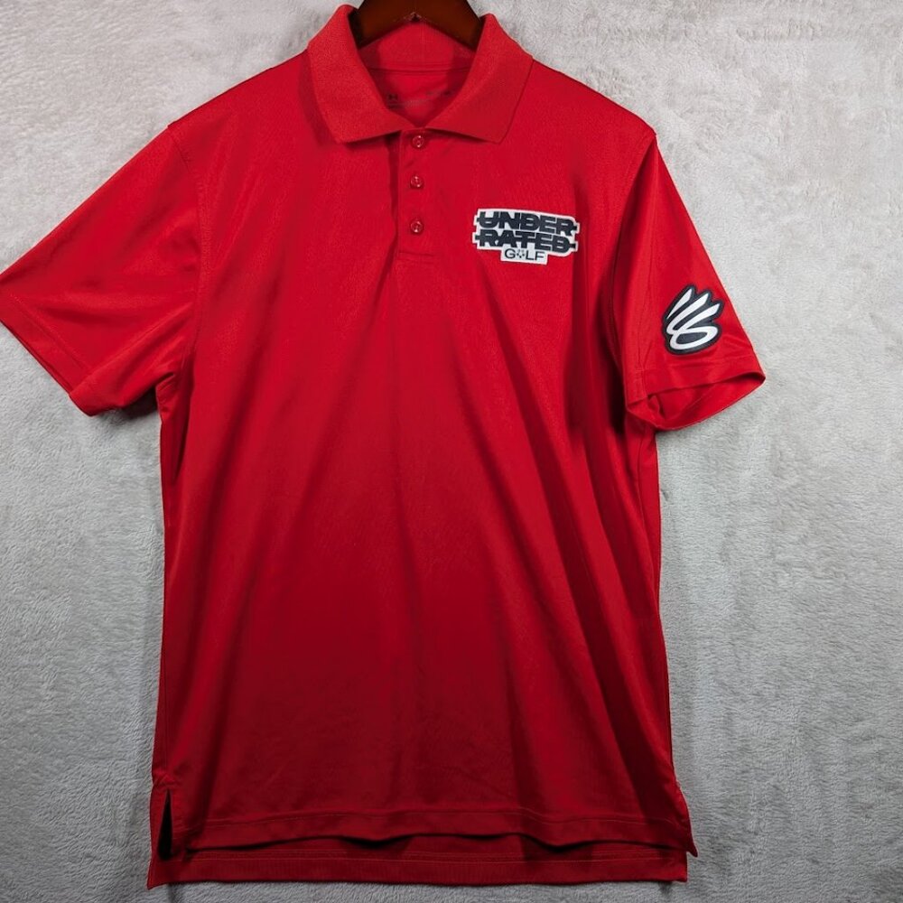 Under Armour Stephen Curry SC30 Underrated Golf Tour Red Golf Polo Size Small